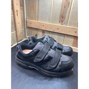 Dr Comfort Mens Black Leather Extra Wide Hook & Loop Shoes Size 12 XW
